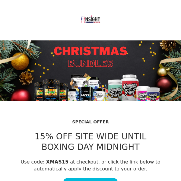 15% OFF SITE WIDE FOR BOXING DAY ONLY!
