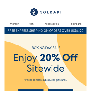Solbari Boxing Day sale is on!