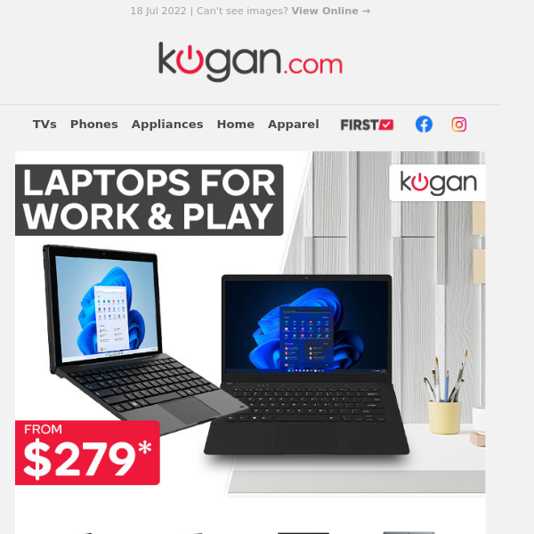 Powerful Laptops from $279 for Work, Study & Play When You're On the Go*