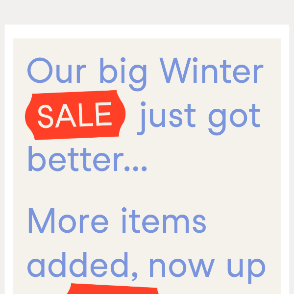 FURTHER MARKDOWNS & NEW LINES ADDED