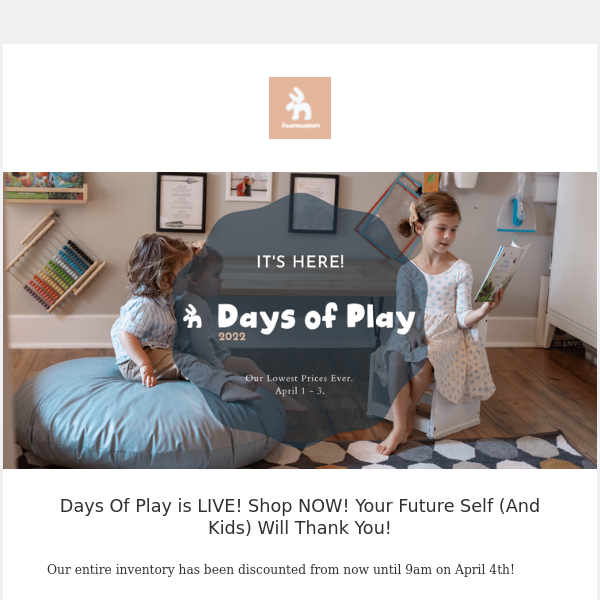 DAYS OF PLAY IS LIVE: Special Subscriber Discount in this Email!