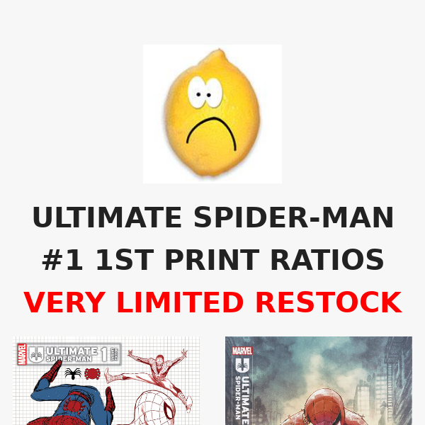 ULTIMATE SPIDER-MAN #1 1ST PRINT RATIOS RESTOCKED