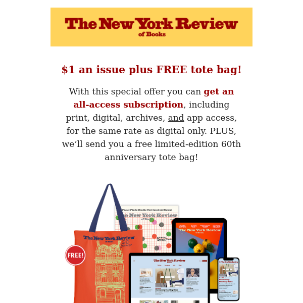 Read more of the New York Review for just $1 an issue