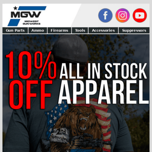 10% Off All In Stock Apparel! 🔔