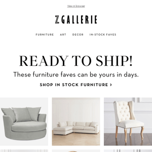 New Furniture Styles Ready To Ship