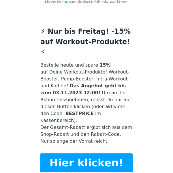 ⚡ BOOSTER-TIME! -15% auf Workout-Produkte! ⚡