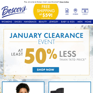 January Clearance Event At least 50% less