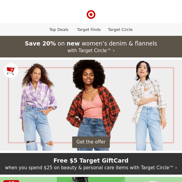 20% off sale on new women’s denim & flannels 👖