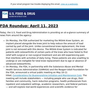 FDA Roundup: April 11, 2023