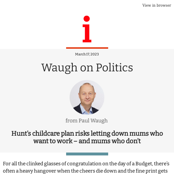 Waugh on Politics: Hunt childcare plan lets down mums who want to work – and mums who don’t