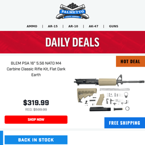 This Deal Is Too Hot! 🔥 | Blem PSA 16" 5.56 M4 Classic Rifle Kit, FDE $319.99 Shipped!