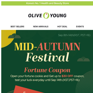 (AD) 🍂Mid-Autumn Festival🍂 Open your fortune Cookie and Get $30 off coupon !