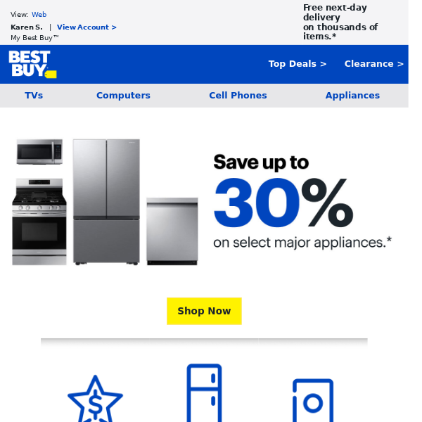 This is a pretty special email - we've got excellent offers on select major appliances... Is it time to upgrade your tech?