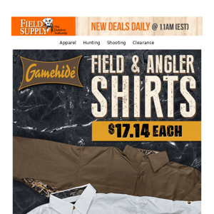 🏃‍♂️  $17.14 Gamehide Field & Angler Shirts!