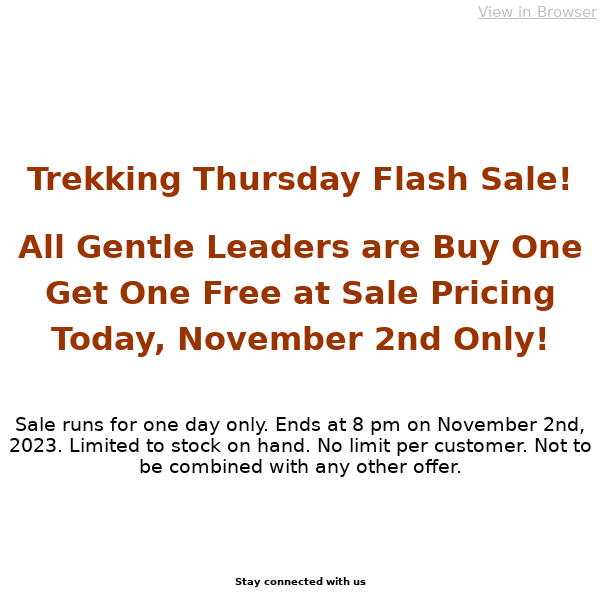 Trekking Thursday Flash Sale - BOGO on Gentle Leaders