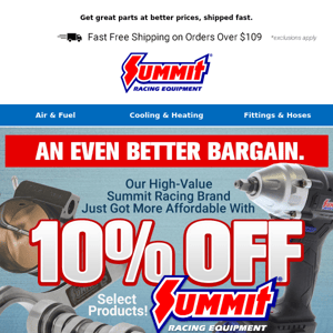 SALE: 10% Off Select Summit Racing Parts!