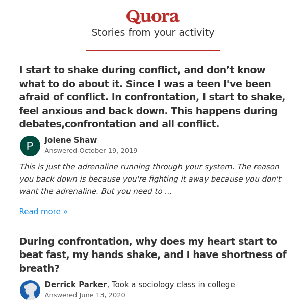 More related to "I have a panic attack when a fight or confrontation occurs. Is there a solution?"