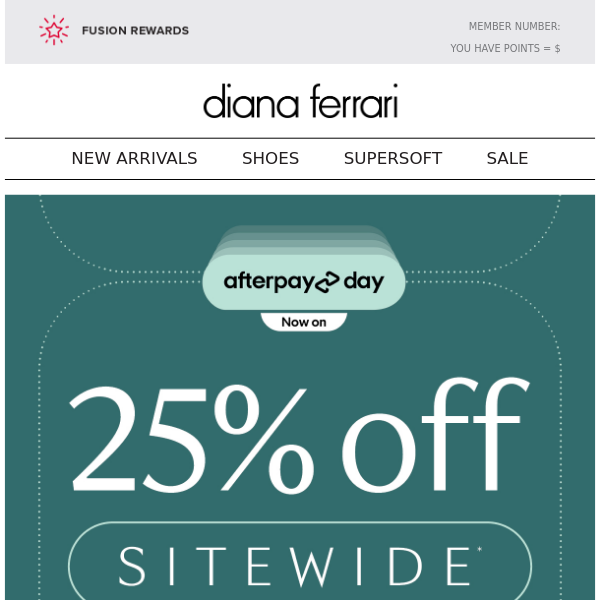 Afterpay Day Sale! 25% OFF SITEWIDE