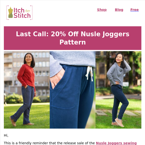 Last Call: 20% Off Nusle Joggers Sewing Pattern