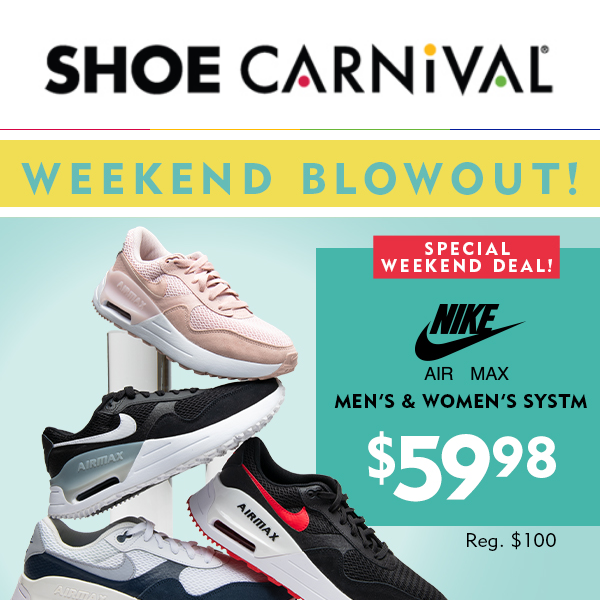 WEEKEND BLOWOUT: Nike Air Max SYSTM at $59.98 - Shoe Carnival