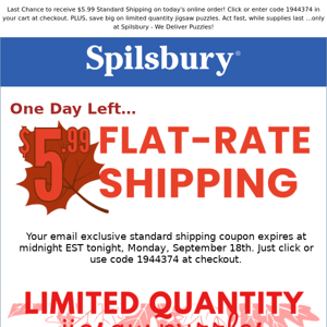 $5.99 Shipping Offer ENDS NOW