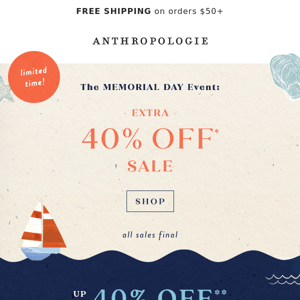 ICYMI: EXTRA 40% OFF SALE + up to 40% OFF HOME