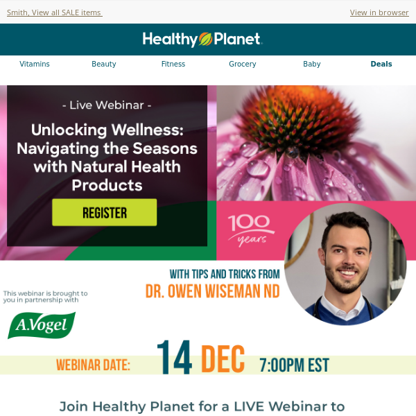 Live Webinar Today! Unlocking Wellness: Navigating the Seasons with Natural Health Products