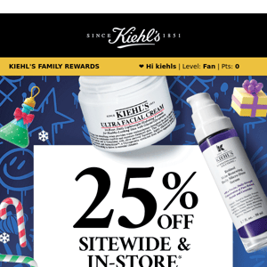 Kiehl's, you have 25% OFF 🤩