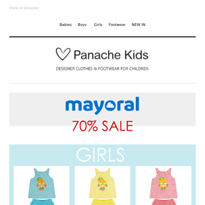 70% OFF ALL SUMMER MAYORAL  ☀