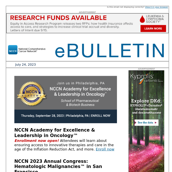 Enrollment for NCCN Academy Now Available, Join us in San Francisco for the Hematologic Malignancies Congress, and More