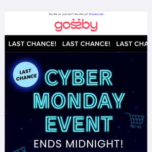 ⏰ Cyber Monday Ends Tonight! Final Hours