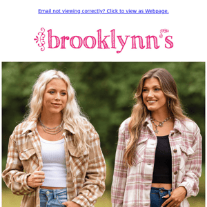 Wrap up with a $40 plaid shacket... ending soon! Shop in-store or online at www.brooklynns.com.