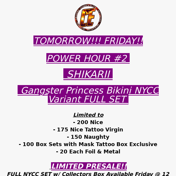 TOMORROW! FRIDAY! NYCC GANGSTER PRINCESS SHIKARII SET PRESALE ❤️‍🔥