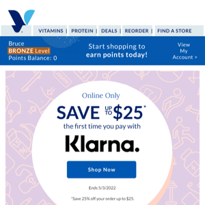 Save 25% & split your payments w/ Klarna!