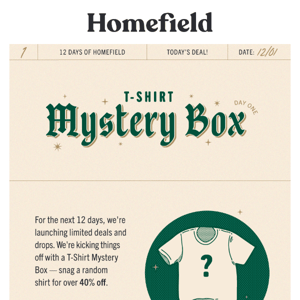 12 Days of Homefield: 👕🎲 Mystery Box