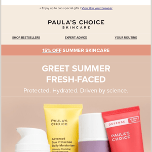 Paula's Choice UK, glow-off with 15% off summer skincare