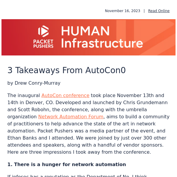 Human Infrastructure 331: 3 Takeaways From AutoCon0