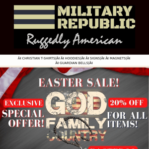 ✝ Easter Week Sale- 20% OFF- 🇺🇸 Patriotic Christian Apparel