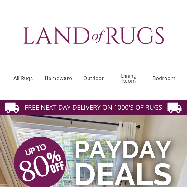 Land of Rugs UK, Bank Holiday Deals on Rugs ⏰
