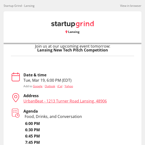 Event Tomorrow: Lansing New Tech Pitch Competition