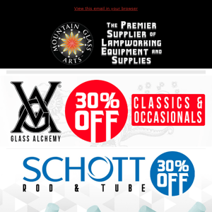 ⚗️Glass Alchemy, Schott, & more on sale!