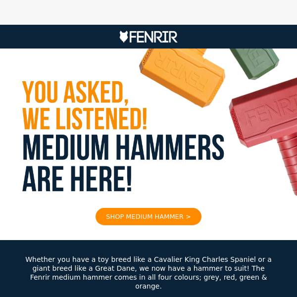 Fenrir Hammer Chew Toy (Medium, Grey)