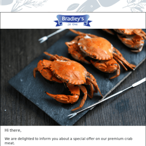 Save £10 on crab meat- Limited time offer!