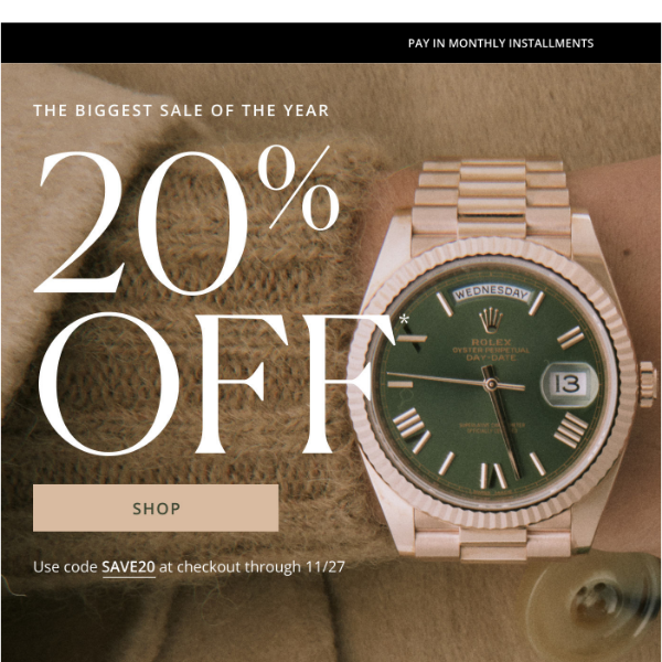 20% off Hermès, Cartier & more