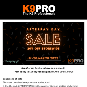 AFTERPAY DAY SALES -  4 DAY'S OF SALES!!