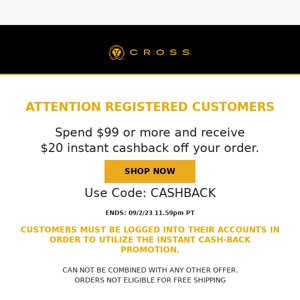 Instant Cash Back On All Purchases - [see inside for details]