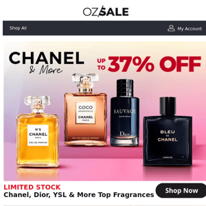 Limited Stock! Chanel, Dior, YSL & More Top Fragrances