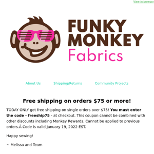 Wow! Free shipping over $75!!