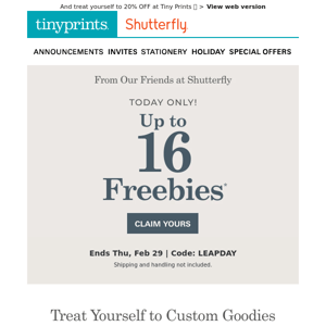 🐸 Today ONLY! Snag Leap Day FREEBIES from Shutterfly NOW