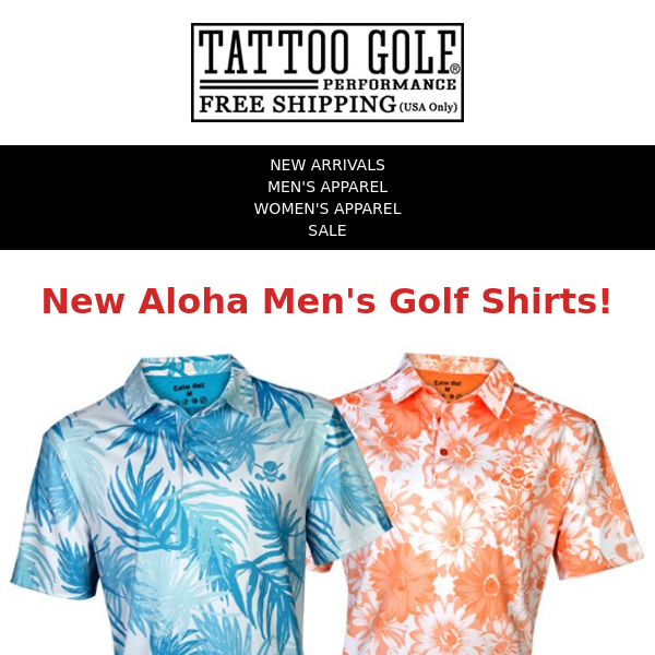 New Cool-Stretch Men's Aloha Golf Shirts